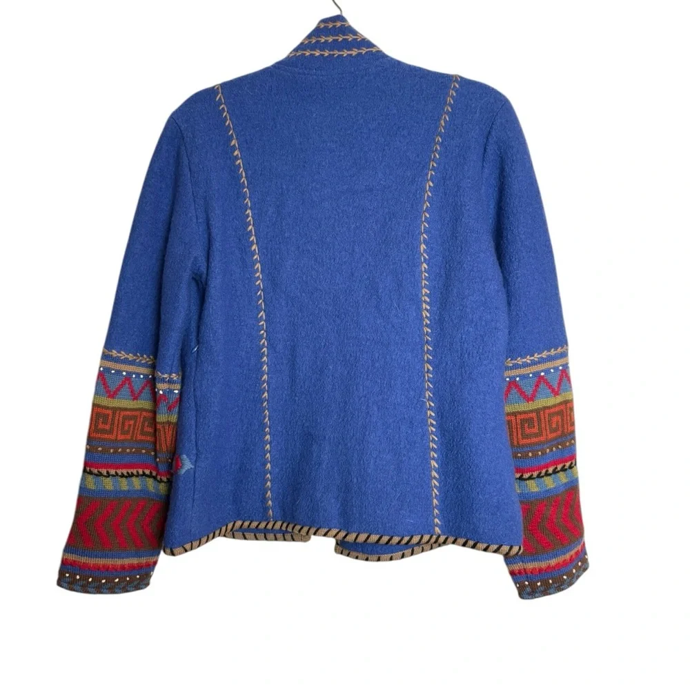Coldwater Creek Boiled Wool Southwest Boho Western Concho‎ Lined Jacket Size XS